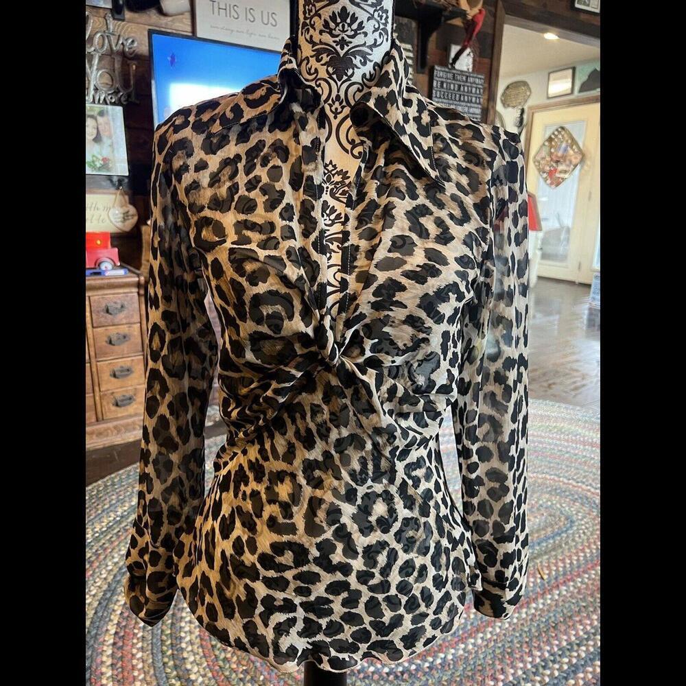 Bandolino Size 4 Sheer Animal Print Blouse NWOT‎ Cheetah Leopard